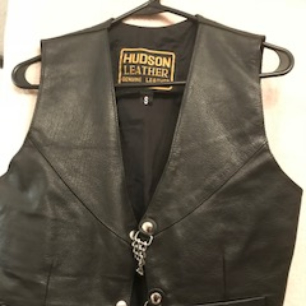 100% Black Leather Vest HOT!!